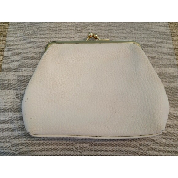 Dooney & Bourke White Leather Coin Purse Wallet Credit Card Holder Snap Closure - Picture 2 of 12